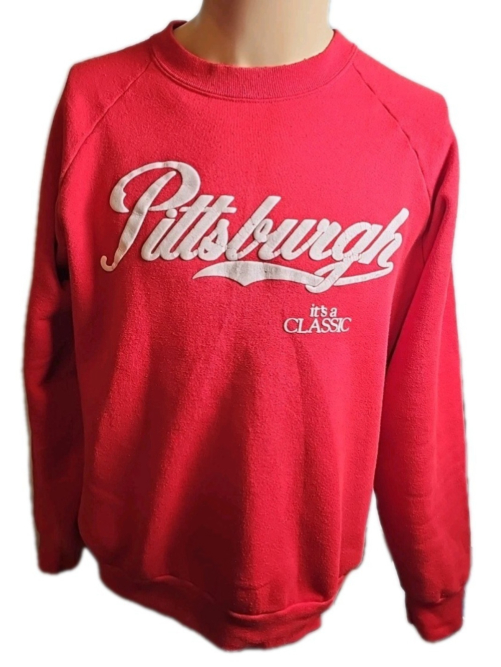 VTG Pittsburgh It's A Classic Red Crewneck Sweater Adult Size Large Made In USA